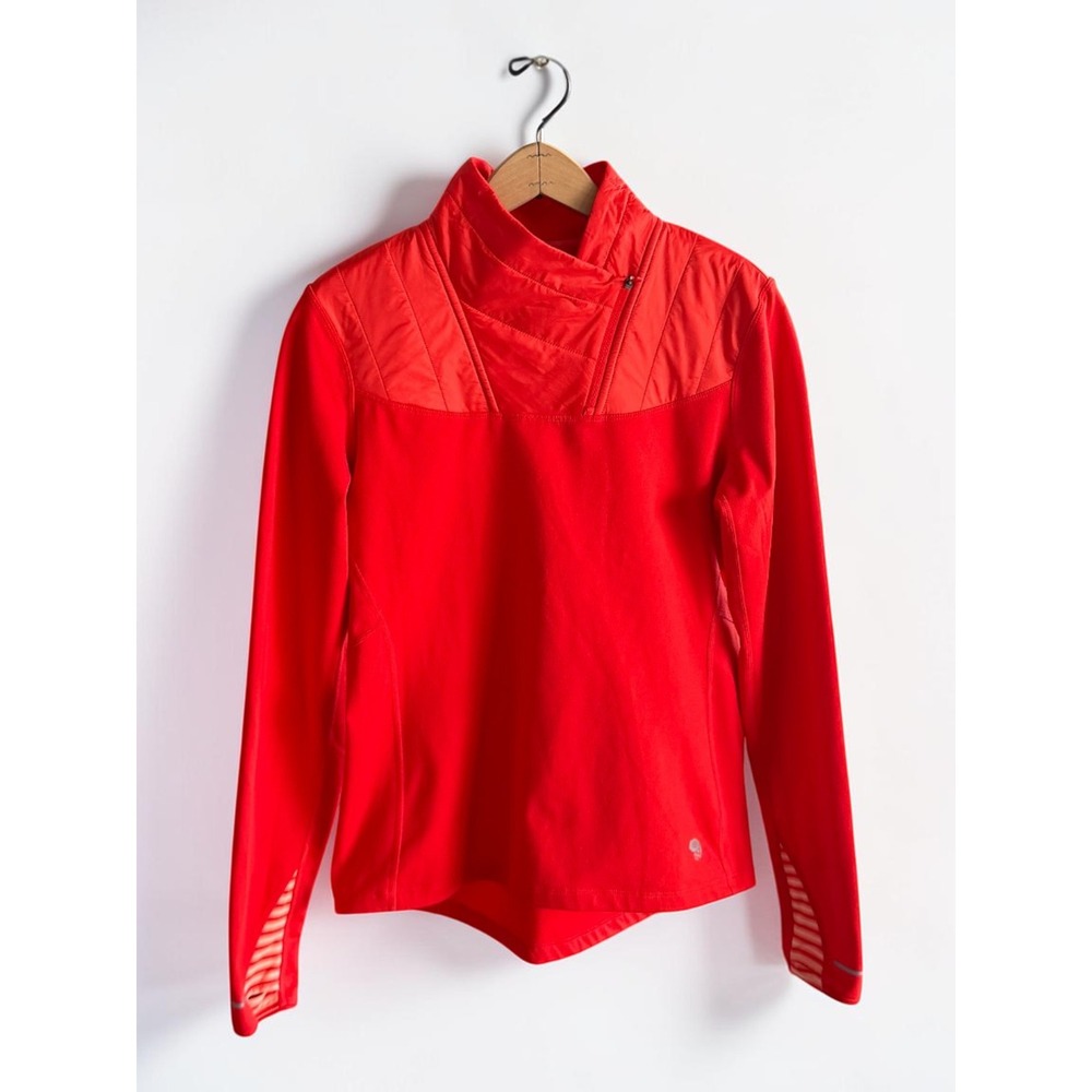 Mountain Hardwear Womens Red Quilted Yoke Fleece Pullover Jacket Small